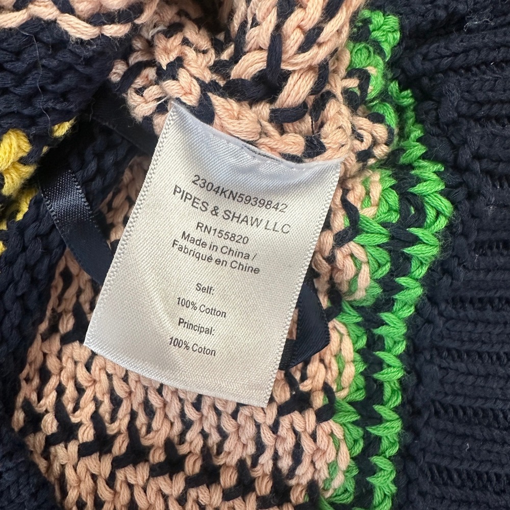 Veronica Beard Voya Knit Tank Medium Striped Crochet Cotton Boho Fishermen Artsy - Picture 10 of 11